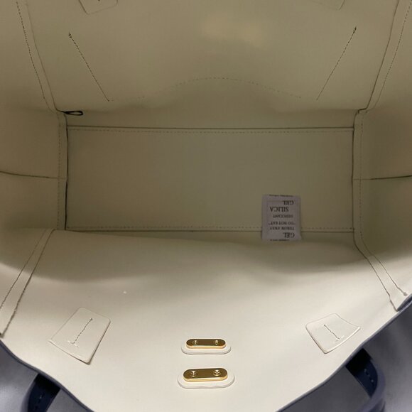 Zac Posen Shopper Tote Bag Large Leather Navy Blue New with Tags - Picture 4 of 5